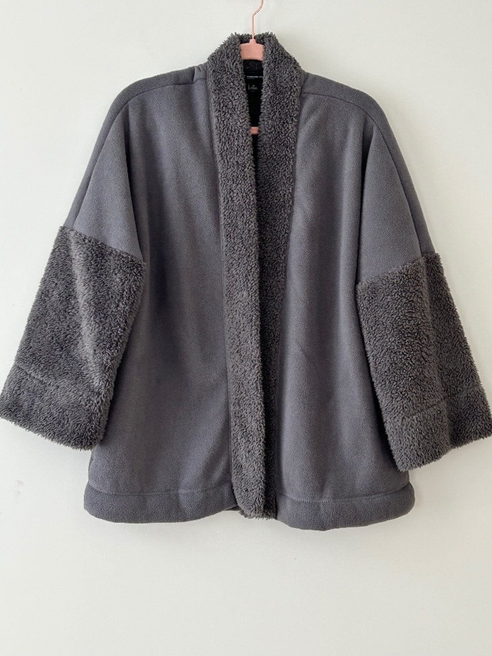 INC International Concepts Intimates Gray Sherpa Fleece Lounge Jacket